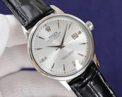 Rolex Datejust 8215 Movement 40mm 316L Steel Case Calfskin Band White/Gold Face Watch